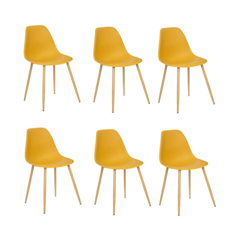 Atmosphera - Lot de 6 Chaises 'Taho' 86cm Ocre