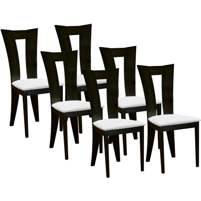 Vente-unique - Lot de 6 chaises tiffany - Hêtre massif - Coloris : Wengé et blanc