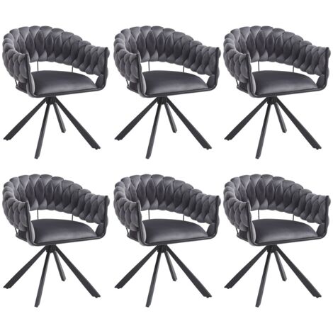 Lot de 6 chaises velours gris - Salle à manger/coiffeuse, style luxe, pieds métal griffe réglables - Moderne & ergonomique