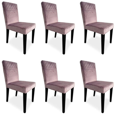 Lot de 6 Chaises Velours "Pipam" 82cm Rose