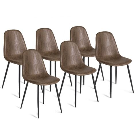 Lot de 6 chaises vintage DALI marron pour salle à manger - Marron