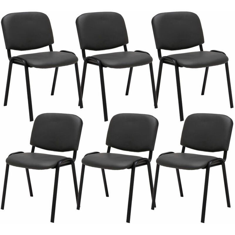 CLP - Lot de 6 chaises Visiteur Ken en similicuir Gris