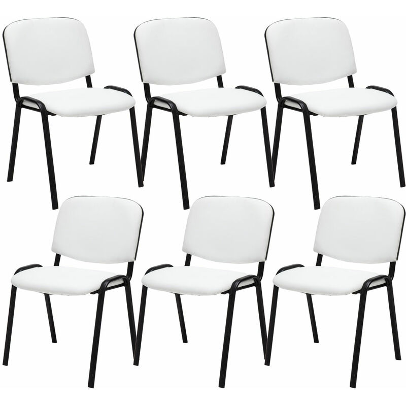 CLP - Lot de 6 chaises Visiteur Ken en similicuir Blanc