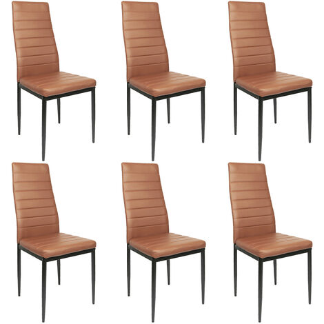 Lot de 6 chaises,Chaise de Cuisine avec pieds en métal,pour Salle à Manger,Salon,Cuisine,Marron