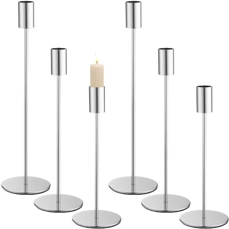 Lot de 6 Chandelier,Chandelier en Argent33/28/23 CM,Parfaits pour Mariage,Chandelle, Ornements de Dînerde Table