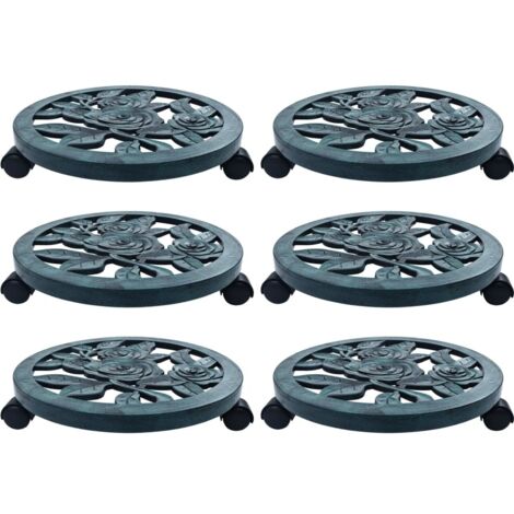 Lot de 6 Chariots pour plantes  Support et plateau pour jardinière Vert 38 cm Plastique 76472