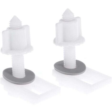 Lot de 6 charni&egraveres en plastique pour si&egravege de WC avec &eacutecrous et rondelles.