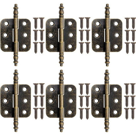 Lot de 6 Charniere Vintage en Bronze pour Porte Placard Charniere Decorative en Fer avec Vis