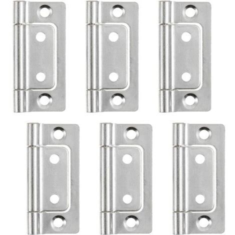 Lot de 6 charnières encastrées, 5,1 x 2,5 cm, charnières silencieuses, sans bruit, pour placard, tiroir, boîte, portes en bois