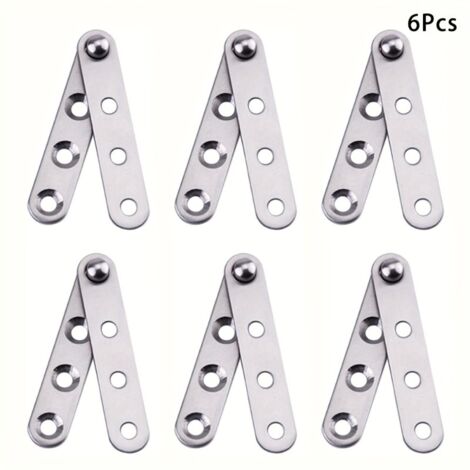 Lot de 6 Charnières Pivotantes à 360° en Acier Inoxydable – Pour Portes de Placards, Tiroirs et Fenêtres, Design Moderne et Surface Métallique Lisse