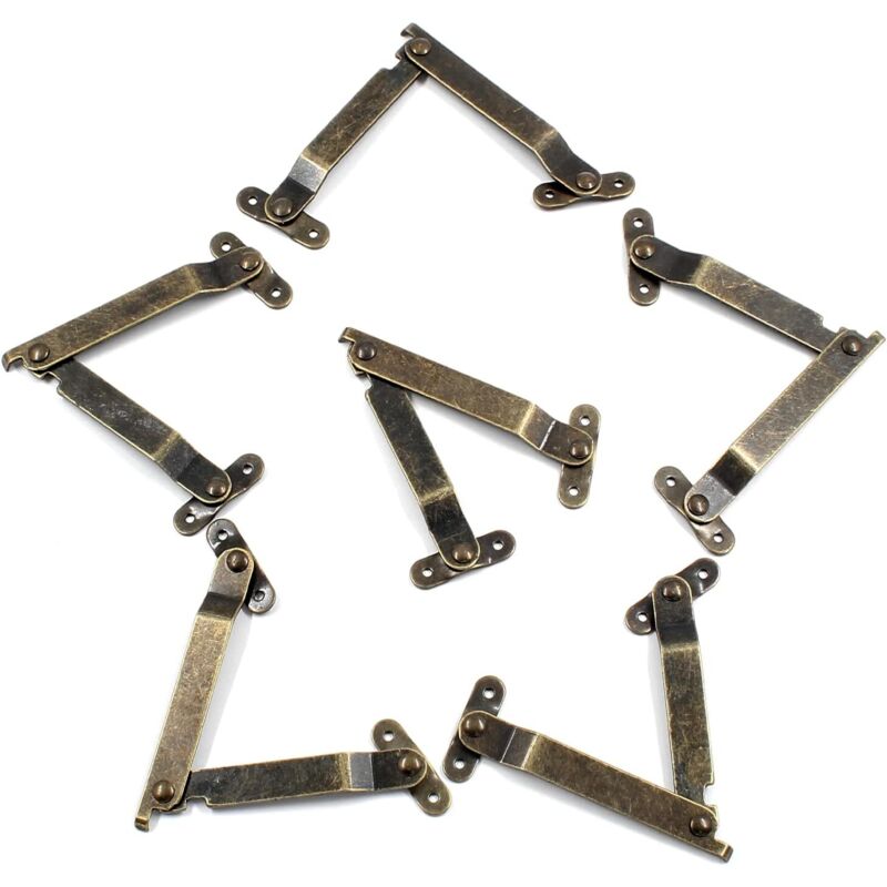 Lot de 6 charnières pliantes pour couvercle de boîte à bijoux, en laiton antique, pivotantes en fer (longueur pliée : 83 mm, largeur : 10 mm)