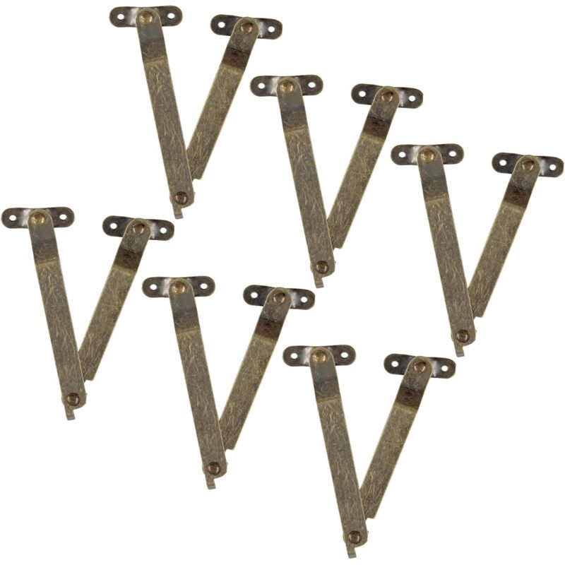 Lot de 6 charnières pliantes pour couvercle de boîte à bijoux, en laiton antique, pivotantes en fer (longueur pliée : 97 mm, largeur : 10 mm)