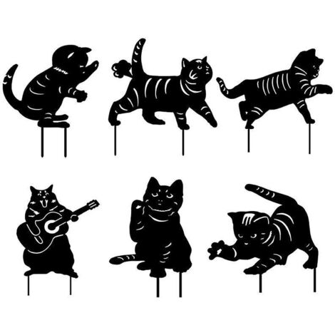 lot De 6 Chat Du Jardin Dcoration, Dcor De Statue De Chat Pour La Cour Enjeux De Jardin De Silhouette Animale Raliste Art De Cour De Chat Dcoratio