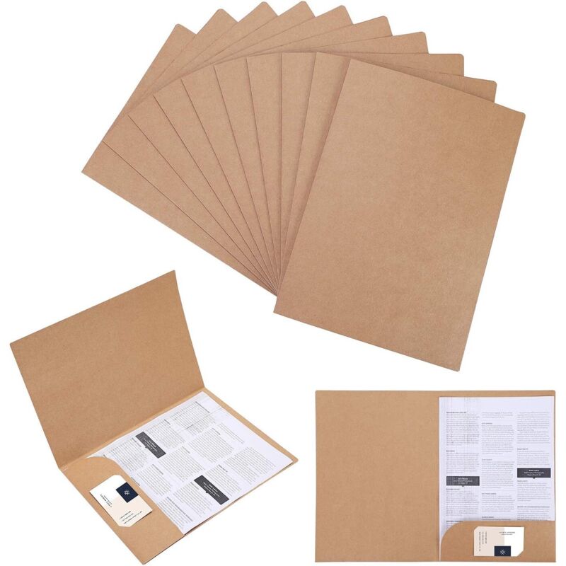 Lot de 6 chemises de classement en papier kraft A4, rangement documents – brun