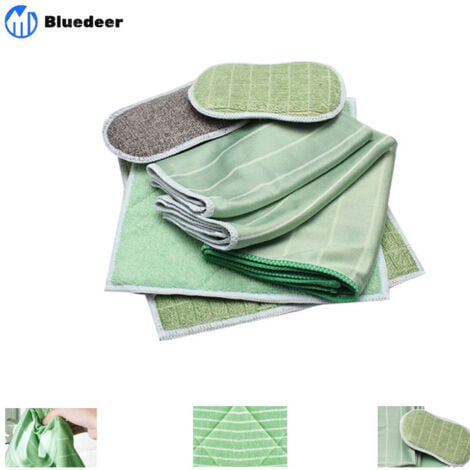 BLUEDEER Lot de 6 Chiffon Bambou Microfibre pour Vitres Miroirs Carreaux Carrosserie Microfibre Bambou Vitre Ménage Salle de Bain