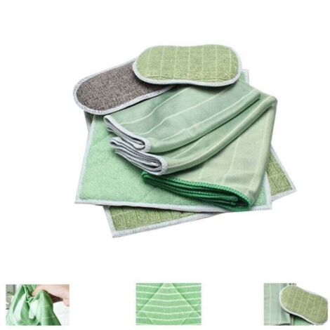 Lot de 6 Chiffon Bambou Microfibre pour Vitres Miroirs Carreaux Carrosserie Microfibre Bambou Vitre Ménage Salle de Bain,