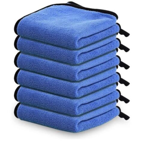 Lot de 6 Chiffon Microfibre Voiture , Professionnel Super Absorbant Chiffons Polissage, Séchage Rapide Doux , Nettoyage Domestique