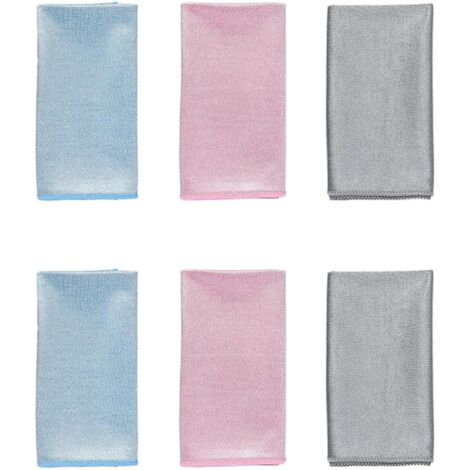 Lot de 6 chiffons de nettoyage en microfibre pour vitres et serviettes de cuisine