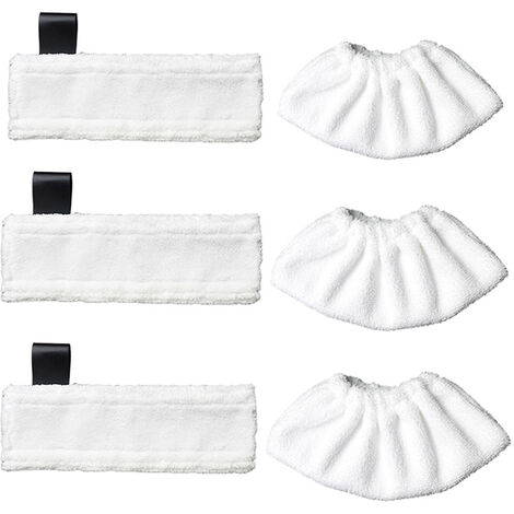 Lot de 6 chiffons de rechange en microfibre pour nettoyeur vapeur Kärcher EasyFix SC 2, SC 3, SC 4, SC 5(3 pour brosse de sol + 3 pour la buse manuelle)
