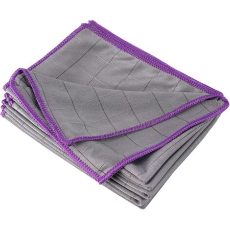 Lot de 6 Chiffons en Fibre de Carbone, Chiffon en Fibre de Carbone Sans Trace Absorbant, Chiffon Magique Microfibre Carbone, Réutilisable Lavable, pour Vitres, Miroirs, Écrans (Pourpre, 40 X 30 cm)