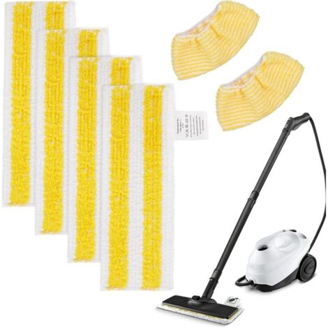 Lot de 6 chiffons en microfibre compatibles avec Kärcher  SC2, SC3, SC4, SC5 nettoyeur vapeur, Kit d'accessoires de nettoyeur vapeur lavable(4 lingettes+2 Bonnettes)