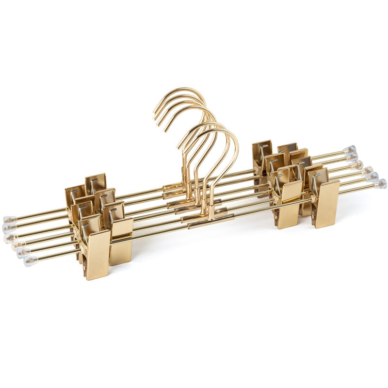 Sklum - Lot de 6 cintres métallisés avec clip Gärde Doré