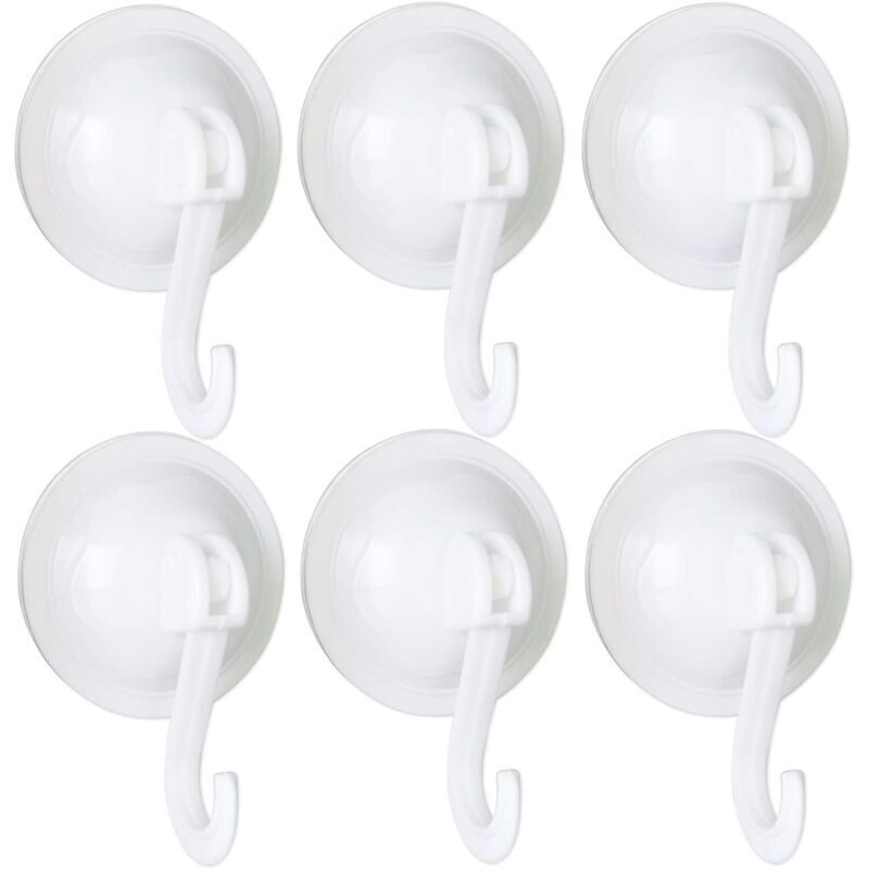 Lot de 6 cintres muraux réutilisables avec crochet à ventouse de 70 mm, imperméables et sans traces, adaptés pour manteaux, écharpes, serviettes,