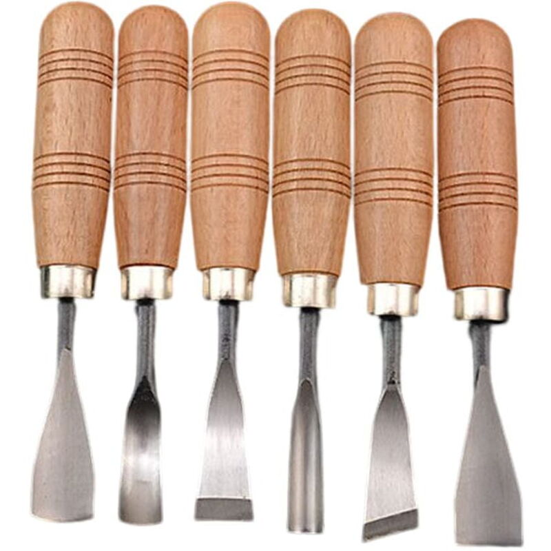 Feiyue - Lot de 6 ciseaux à bois professionnels pour gravure sur bois, pour le façonnage détaillé du bois pour les menuisiers