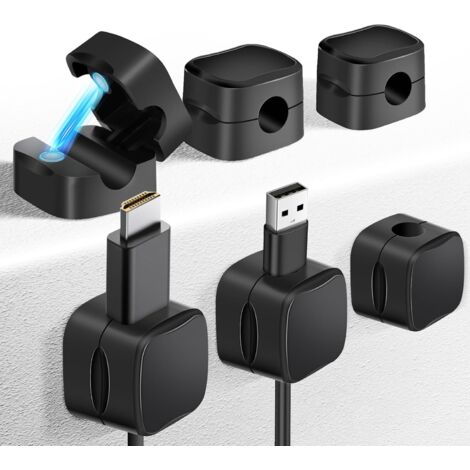 Lot de 6 clips de gestion de câbles, support de câble magnétique auto-adhésif pour bureau-AquaForge