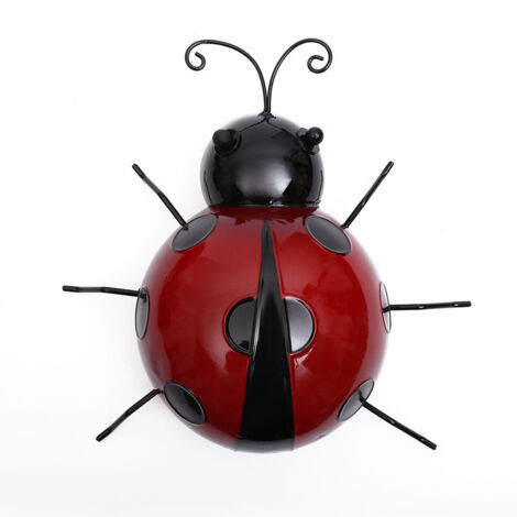 Lot de 6 coccinelles en fer, animaux en métal, décoration murale à suspendre, intérieur et extérieur, jardin, décoration d'intérieur, 16 cm
