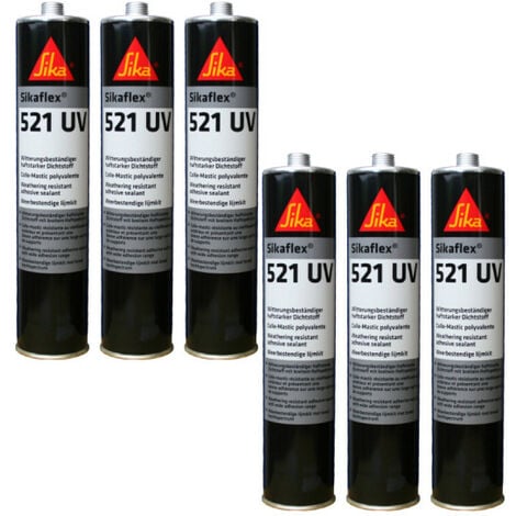 Lot de 6 colle-mastics hybride SIKA Sikaflex 521 UV - Blanc - 300ml - Blanc