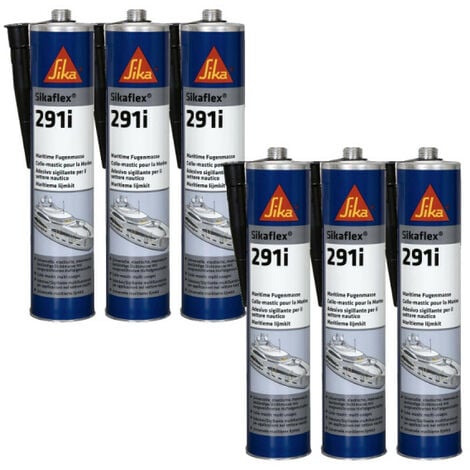 Lot de 6 colles mastic marine SIKA Sikaflex 291i - Noir - 300ml