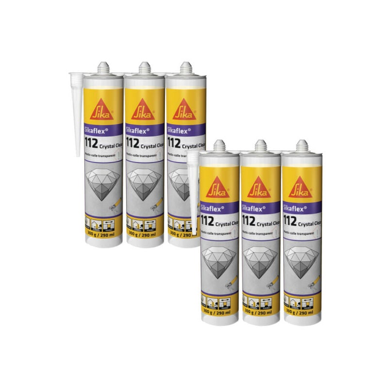 Sika - Lot de 6 colles mastic flex-112 Crystal clear - Transparent - 290ml