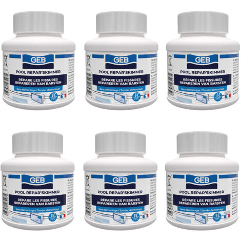 Lot de 6 Colmateurs de fissure des Skimmers "REPAR'SKIMMER" - Pot 125ml avec pinceau (DLU 15 mois) - GEB