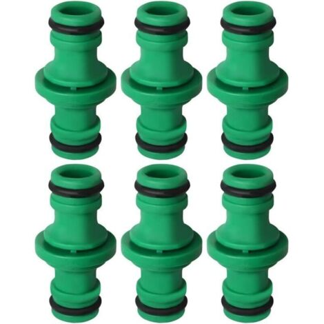 Lot de 6 connecteurs de tuyau à double prise, connecteurs de tuyau d'arrosage verts, adaptés au lavage de voiture et au raccordement de tuyau d'arrosage