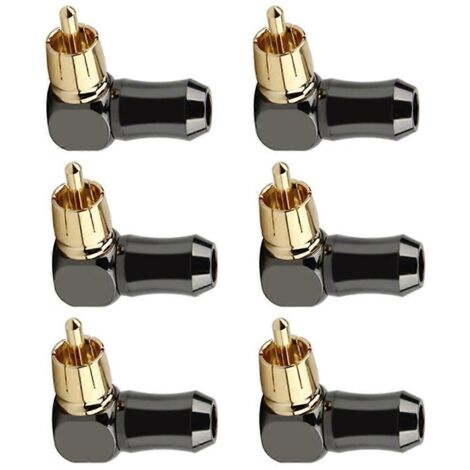 Lot de 6 connecteurs RCA mâles coudés à 90°