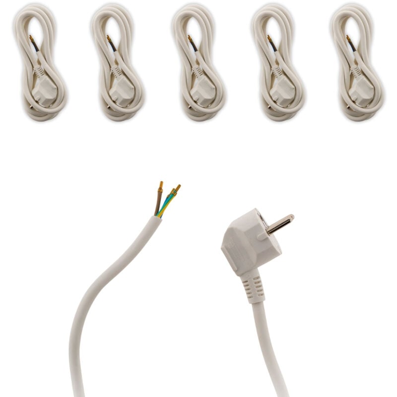 Zenitech - Lot de 6 cordons d'alimentation avec prise 16A 3G1,5mm² 2m - Blanc