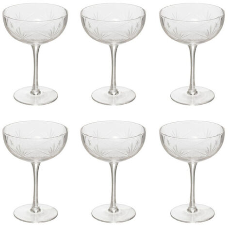 Lot de 6 Coupes à Champagne Design "Victoria" 28cl Transparent
