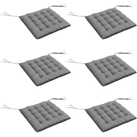 Lot de 6 coussins de chaise de jardin, Coussins extérieur capitonné, grand confort cm avec attaches, dim. 40L x 40l cm