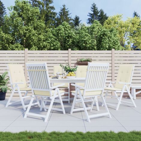 Lot de 6 Coussins de chaise de jardin,Coussin extérieur dossier haut crème tissu CFW23320