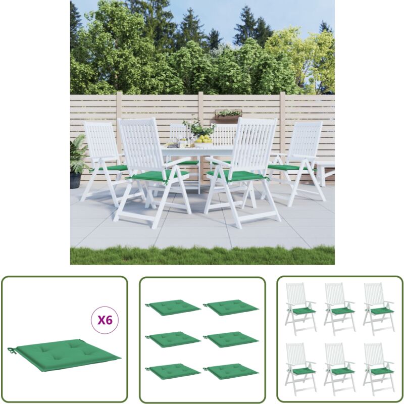 Bonnevie - The Living Store Coussins de chaise jardin lot de 6 vert 50x50x3 cm tissu oxford - Coussin De Chaise - Coussin Exterieur - Coussin Jardin