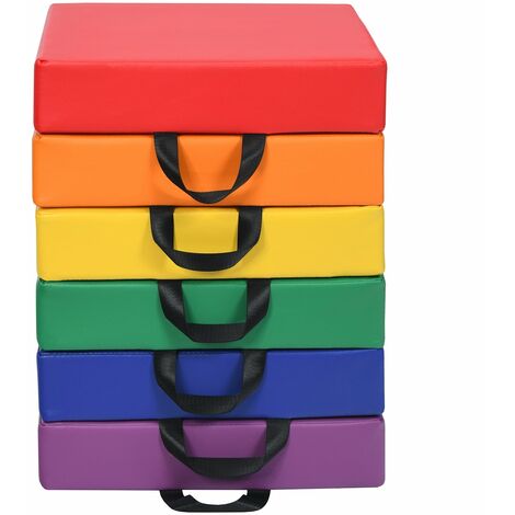 Lot de 6 coussins de chaise pour enfant avec poignées coussins d'assise carrés 38 x 38cm multicolores 200000753