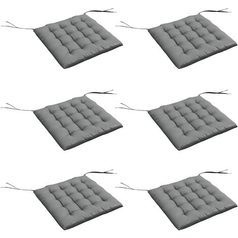 Lot de 6 coussins de chaises de jardin avec attaches gris