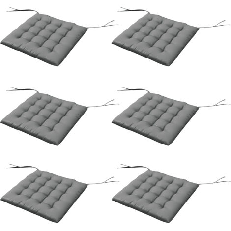 Lot de 6 coussins de jardin capitonnés, grand confort, 40x40 cm, avec attaches