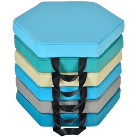 Lot de 6 Coussins de Sol pour Enfants Coussins d’Assise Hexagonaux avec Poignées 38 x 34 x 5 cm