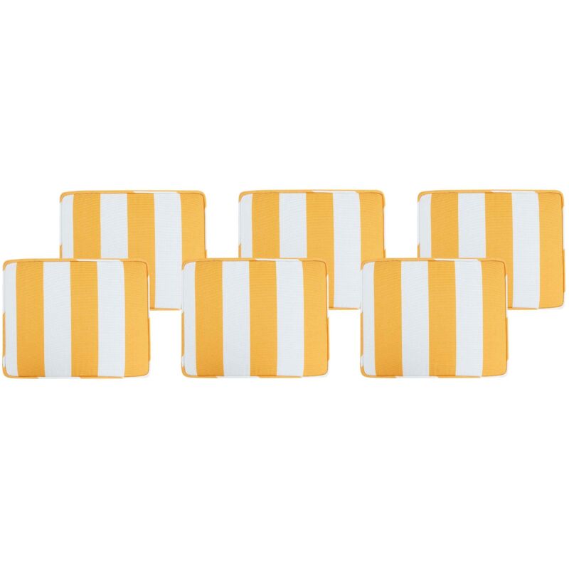 Beliani - Lot de 6 Coussins d'Extérieur en Polyester Mousse à Rayures Jaune et Blanc Tolve