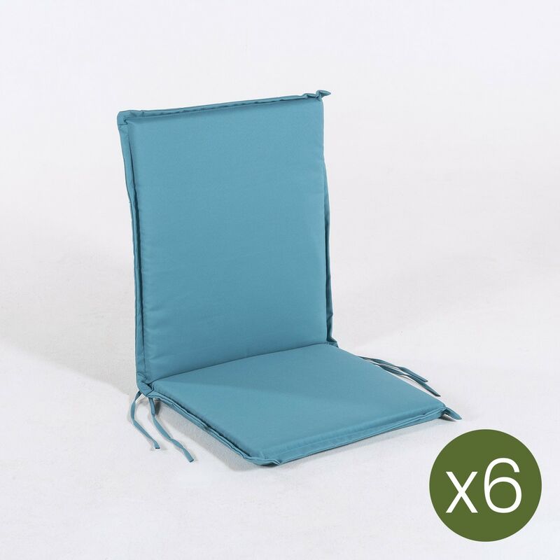 Lot de 6 coussins pour fauteuil inclinable de jardin couleur turquoise Dimensions: 42x92x4 cm Résistant aux gouttes d'eau d