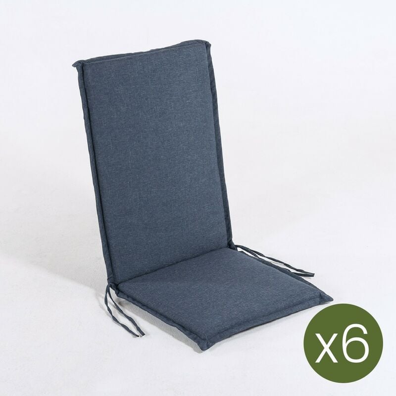 Lot de 6 coussins pour fauteuil inclinable pour jardin Oléfine couleur bleu Dimensions: 45x110x4 cm Il ne perd pas de couleu