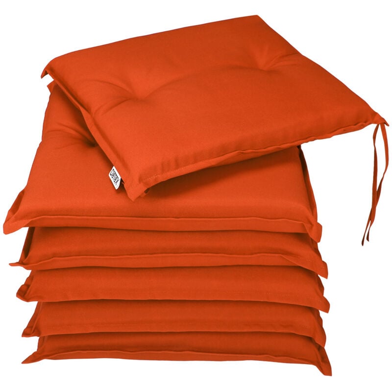 Deuba - Ensemble de 6 Coussins Boston de Chaise de Jardin Coussin de siège de Jardin en Polyeste interieur exterieur balcon jardin Orange