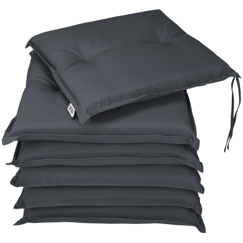 Deuba - Ensemble de 6 Coussins Boston de Chaise de Jardin Coussin de siège de Jardin en Polyeste interieur exterieur balcon jardin Gris